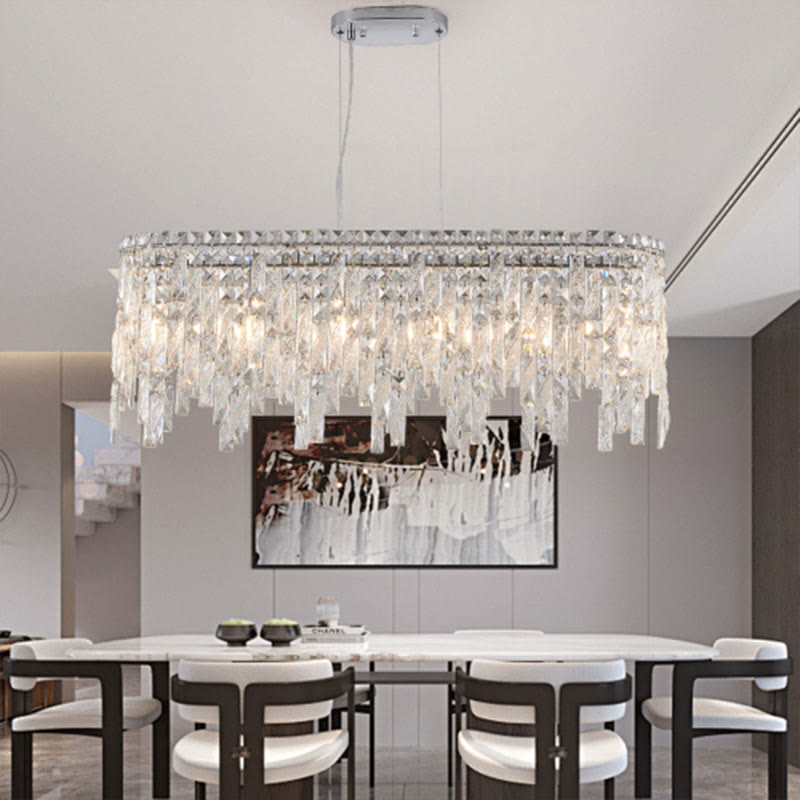 Silver Elegant Oval Crystal Chandelier - image 3