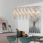 Silver Elegant Oval Crystal Chandelier - image 2