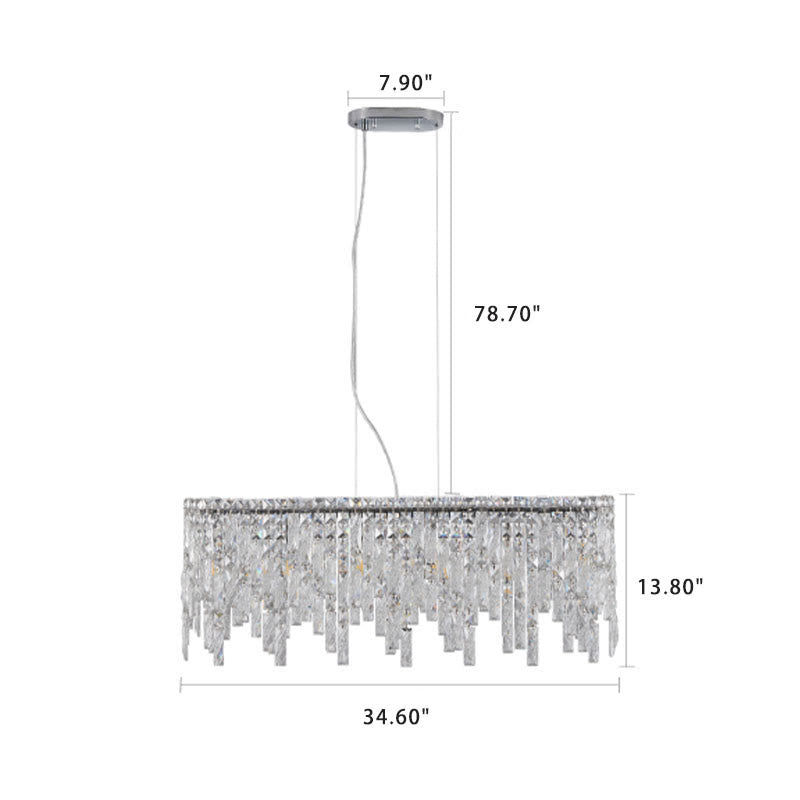 Silver Elegant Oval Crystal Chandelier - image 5