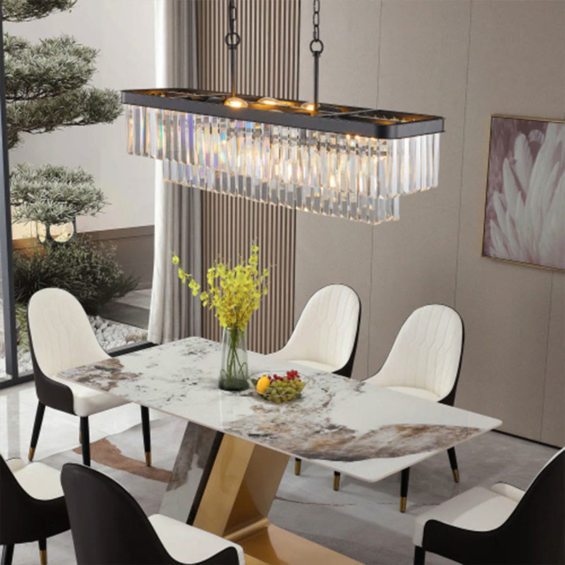 Rectangular Adjustable Crystal Chandelier