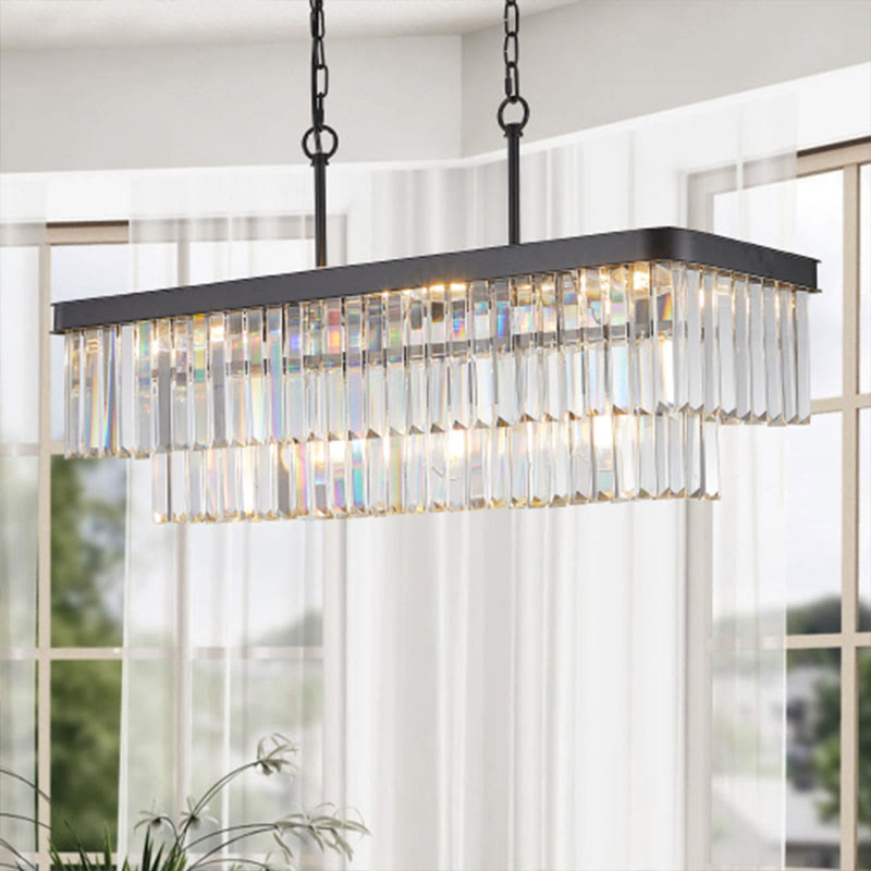 Rectangular Adjustable Crystal Chandelier