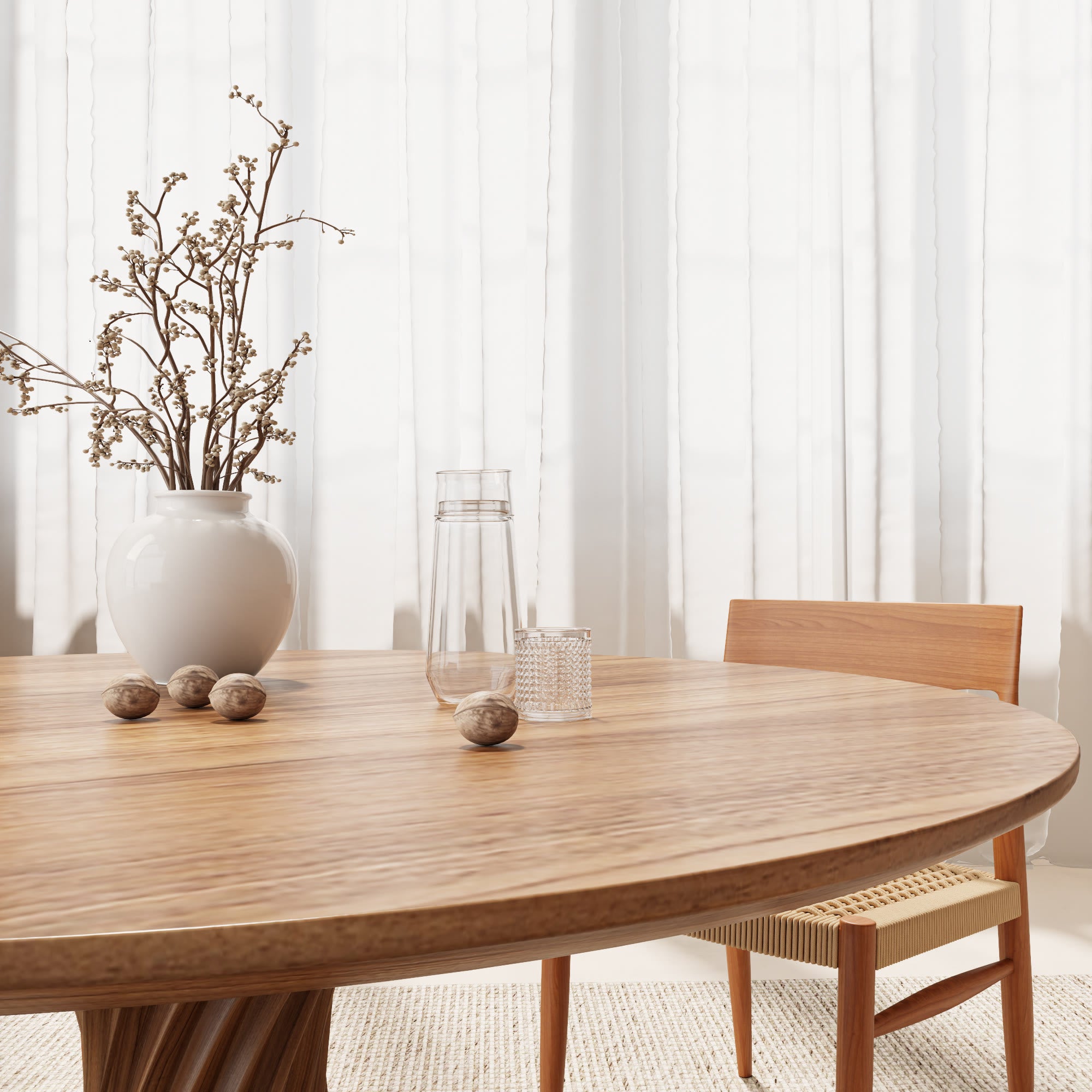 Ash Retro Round Solid Wood Dining Table - image 5