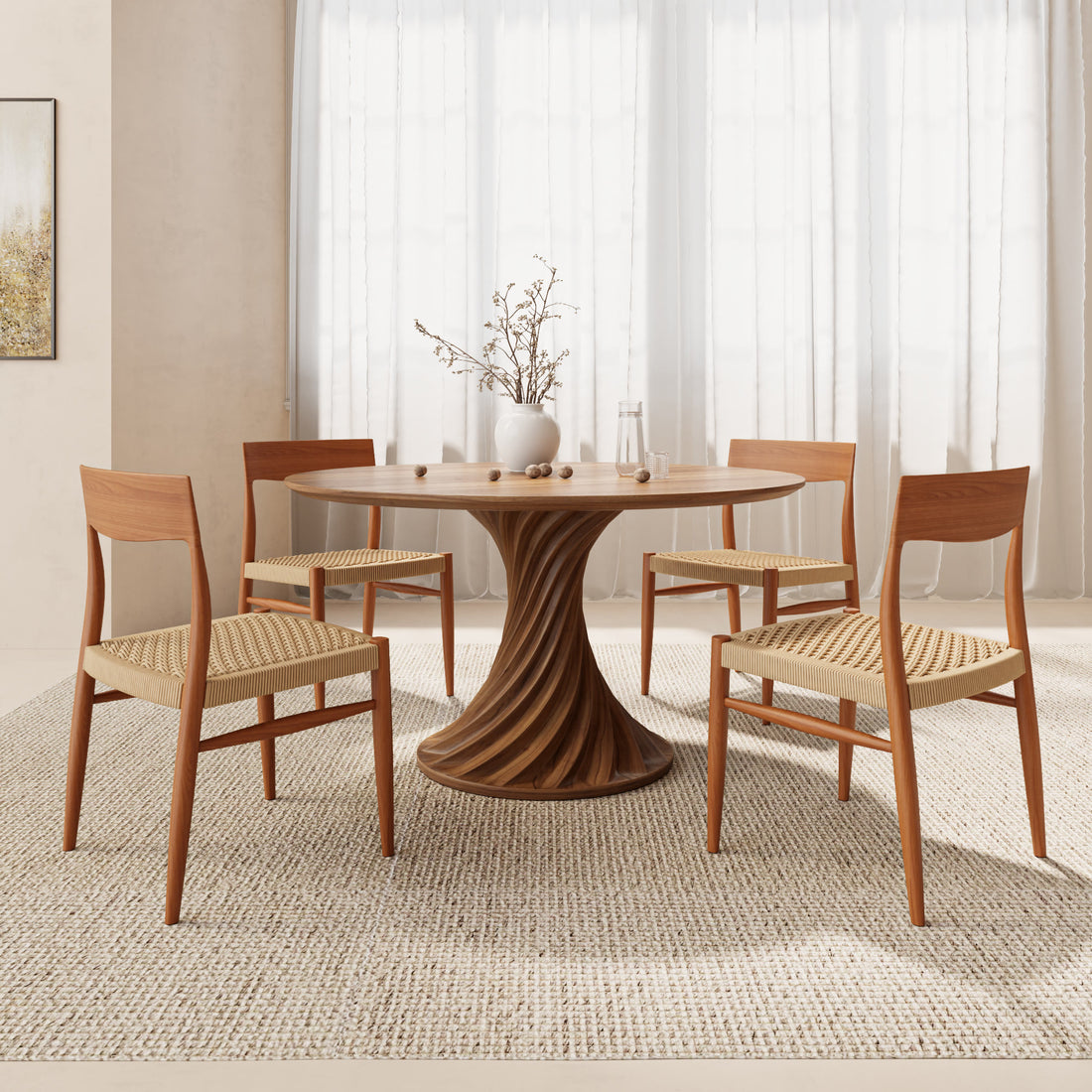 Ash Retro Round Solid Wood Dining Table