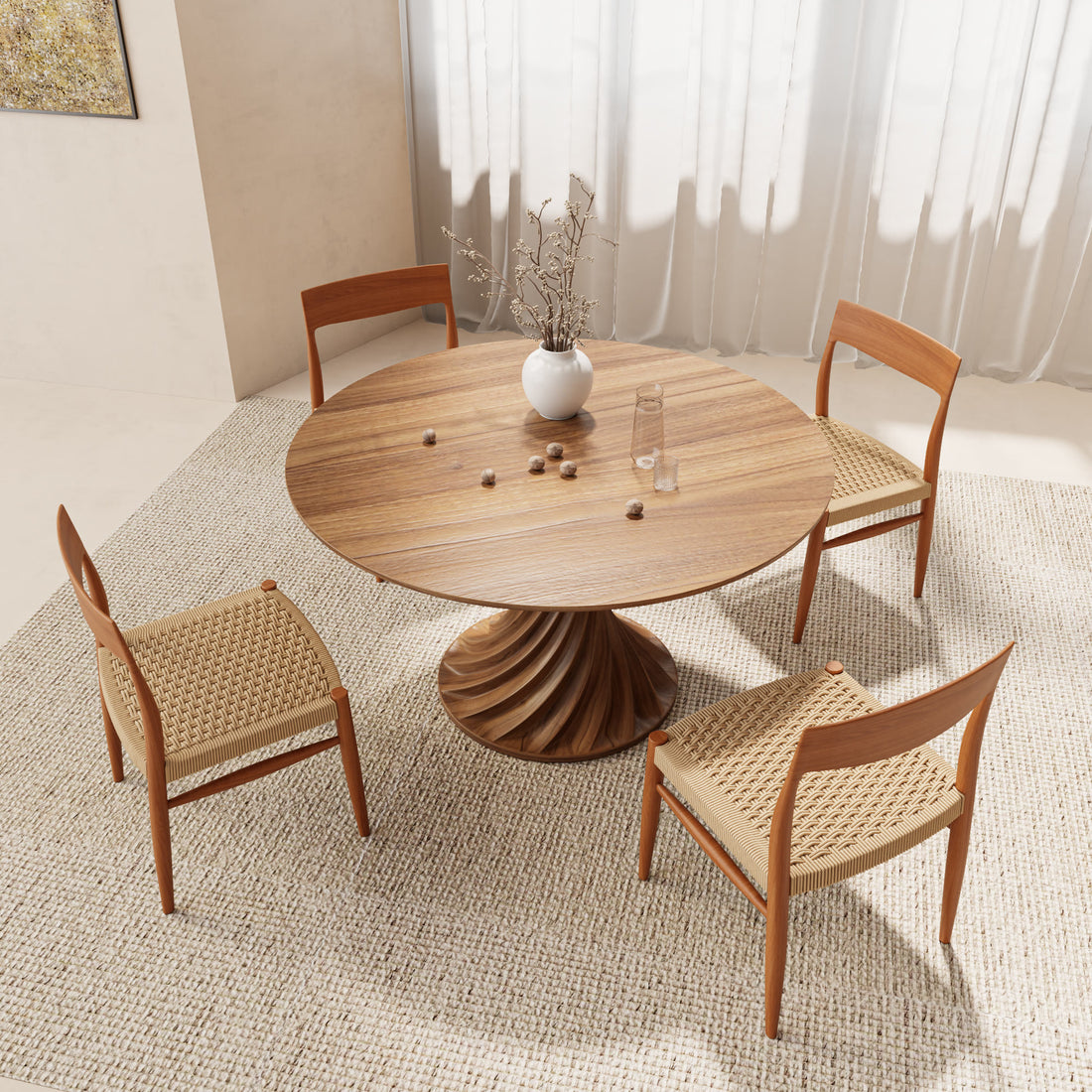 Ash Retro Round Solid Wood Dining Table