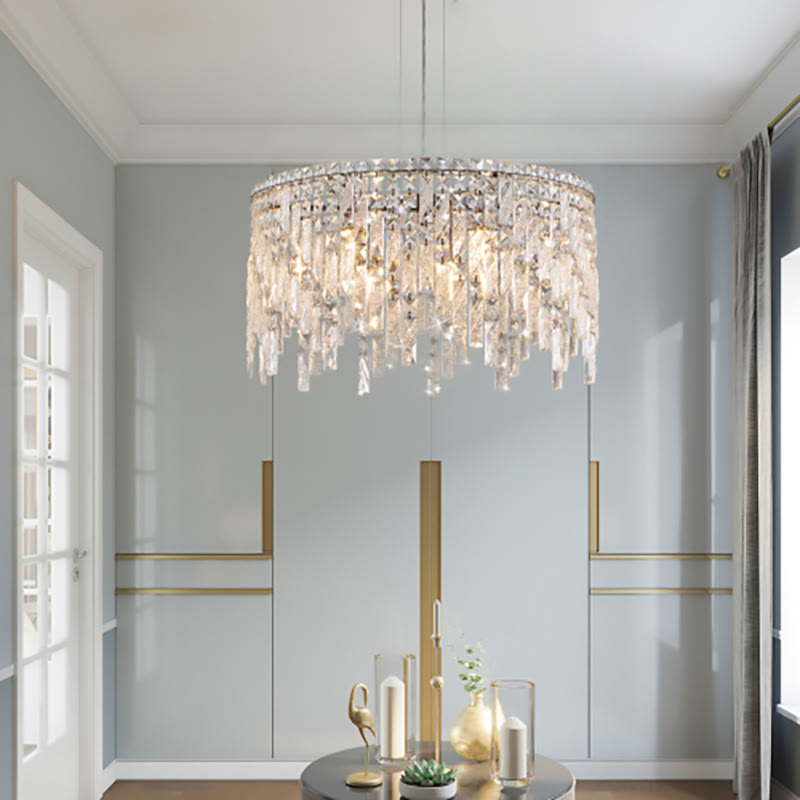 Luxurious Round Silver Crystal Chandelier - image 3