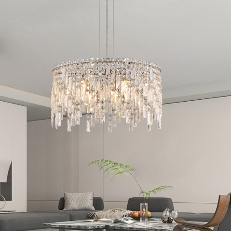 Luxurious Round Silver Crystal Chandelier