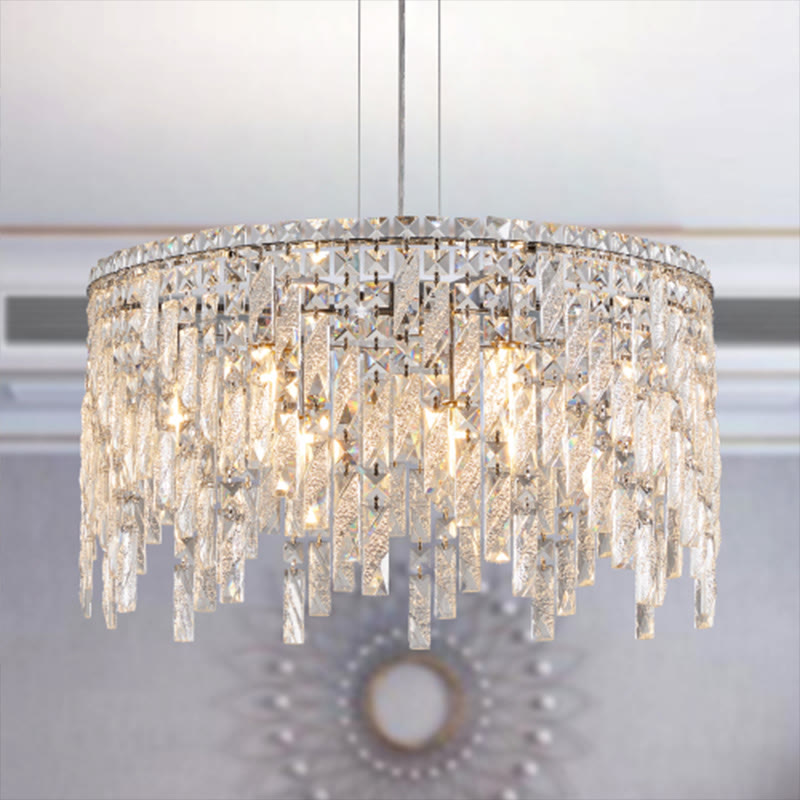 Luxurious Round Silver Crystal Chandelier