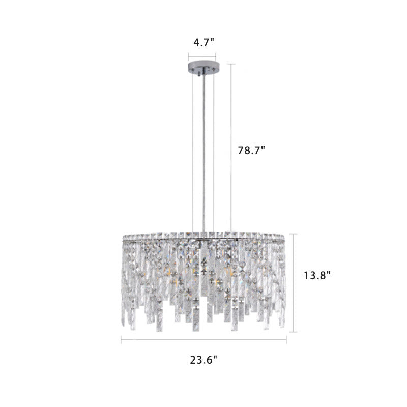 Luxurious Round Silver Crystal Chandelier