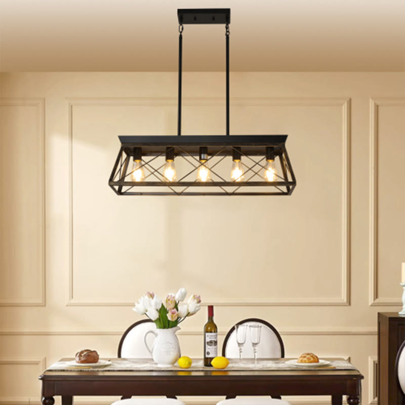Modern Rectangular Metal Rustic Pendant Light - Golden - image 0