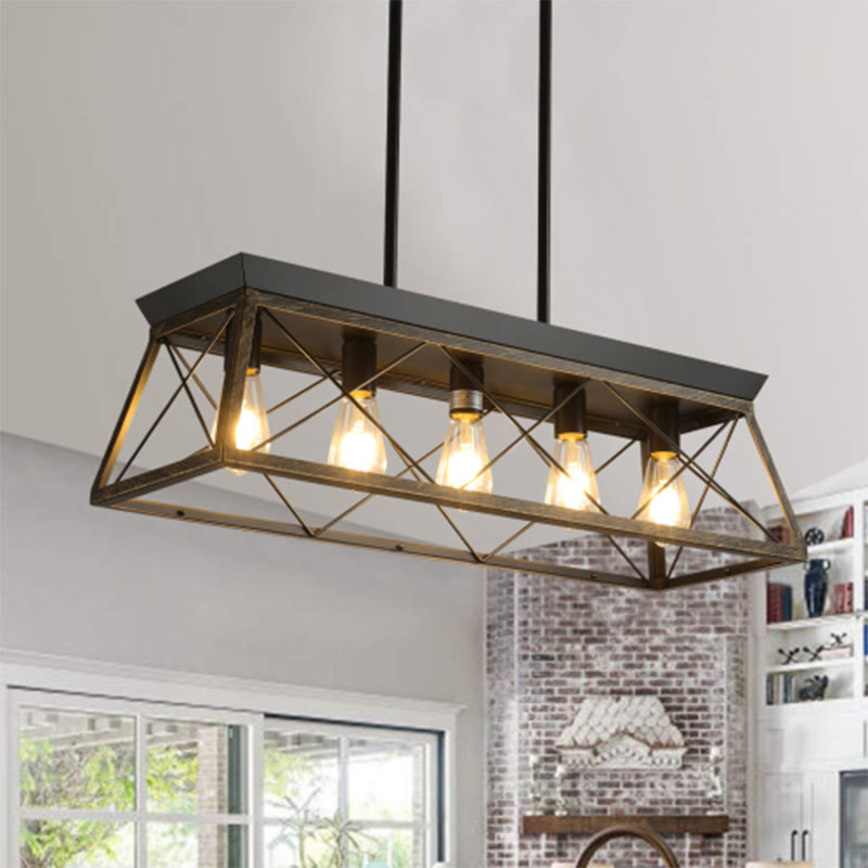 Modern Rectangular Metal Rustic Pendant Light