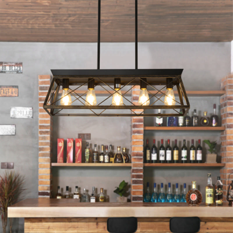 Modern Rectangular Metal Rustic Pendant Light - image 4