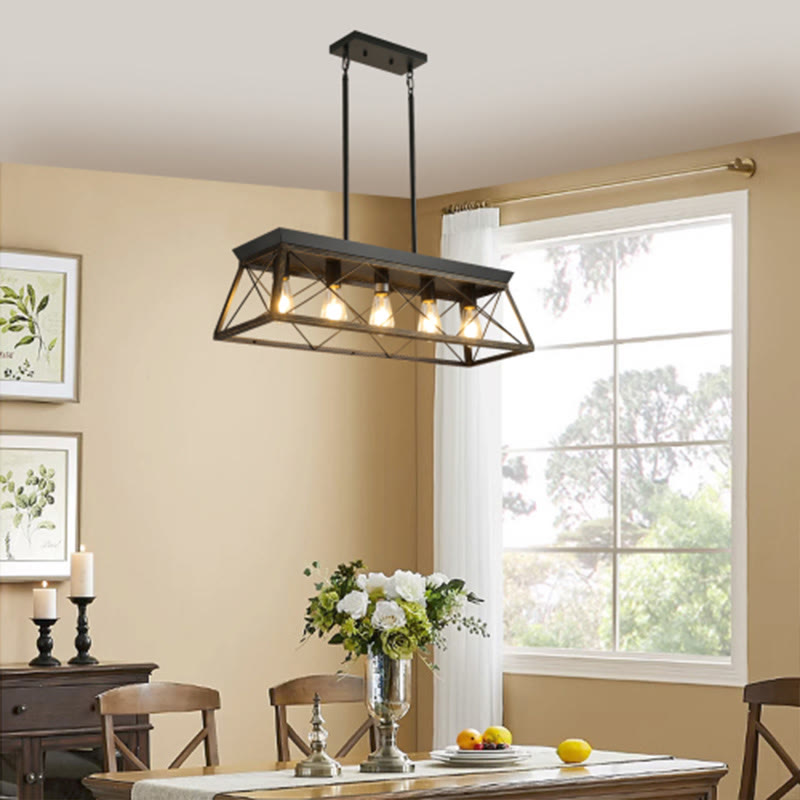 Modern Rectangular Metal Rustic Pendant Light - image 3