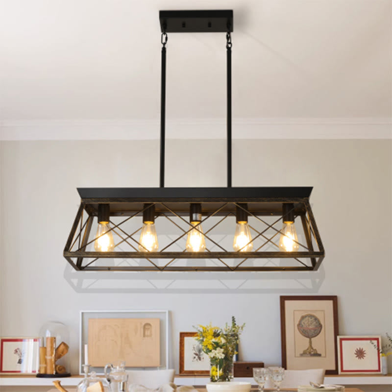 Modern Rectangular Metal Rustic Pendant Light