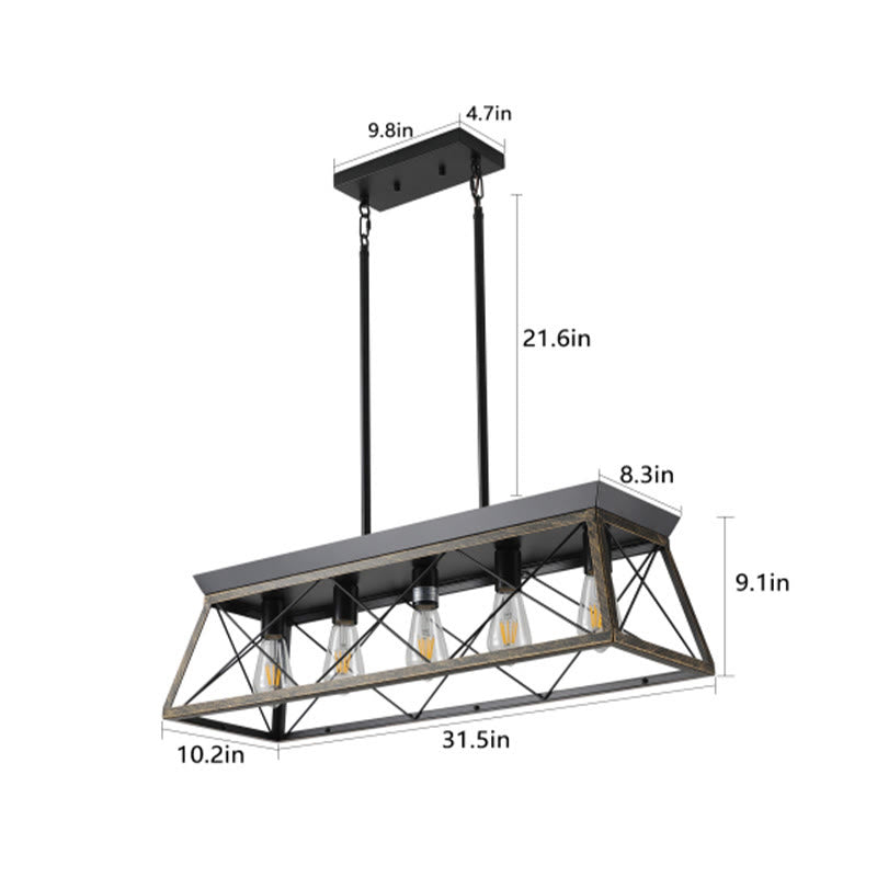 Modern Rectangular Metal Rustic Pendant Light - image 6