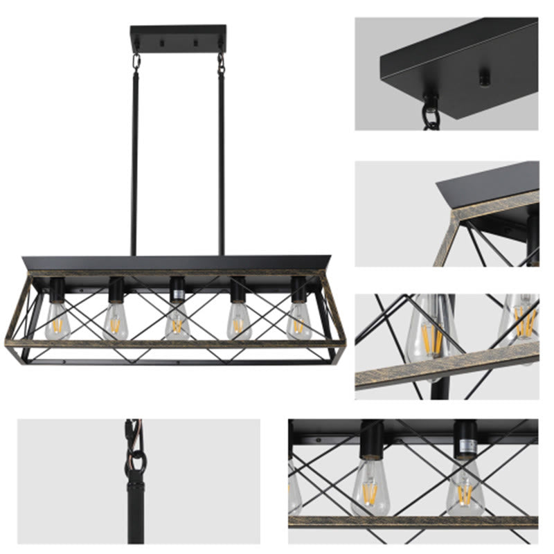 Modern Rectangular Metal Rustic Pendant Light - image 8