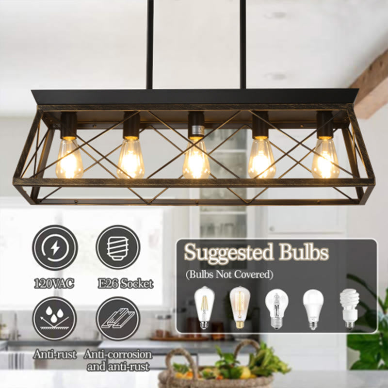 Modern Rectangular Metal Rustic Pendant Light - image 9
