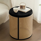 Rattan Solid Wood Round Storage Side Table - image 4