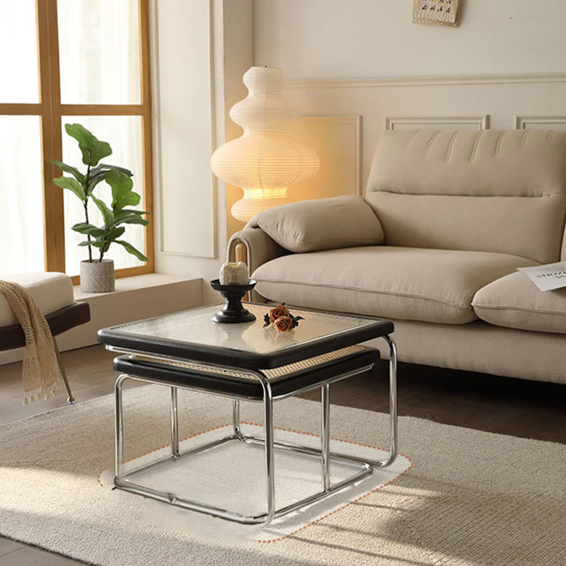2-piece Retro Rattan-woven Foldable Coffee Table - image 3