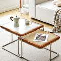 2-piece Retro Rattan-woven Foldable Coffee Table - Walnut - image 2