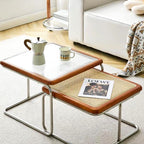 2-piece Retro Rattan-woven Foldable Coffee Table - Walnut - image 2