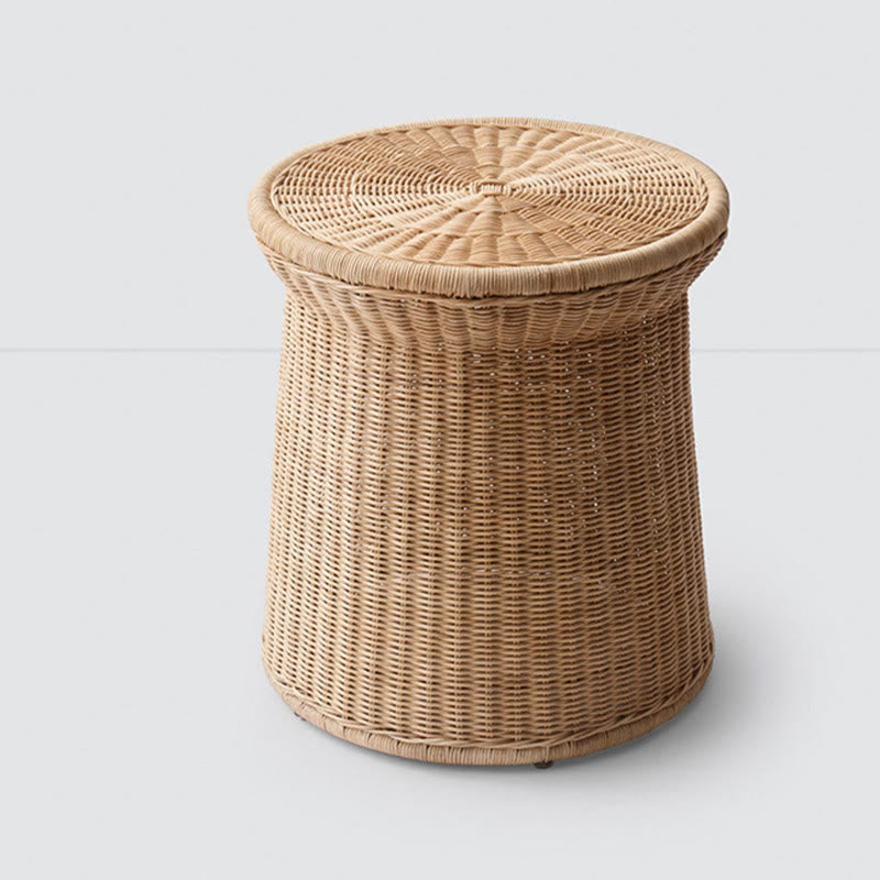 Minimalist Handcrafted Vintage Rattan Side Table