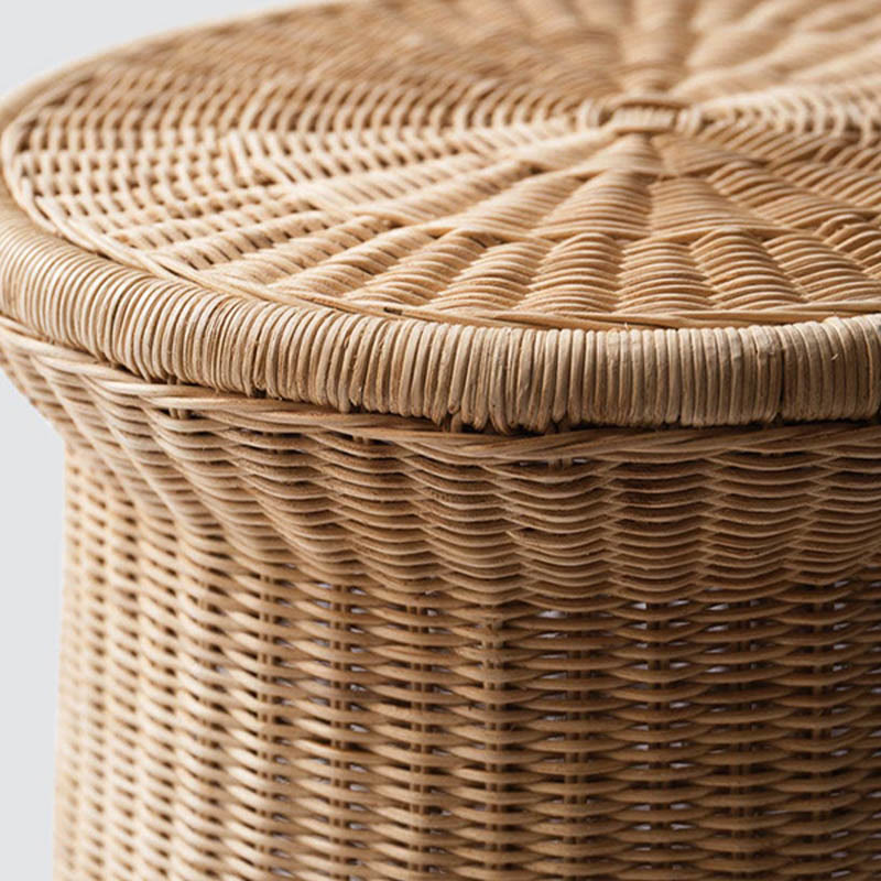 Minimalist Handcrafted Vintage Rattan Side Table - image 8