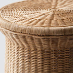 Minimalist Handcrafted Vintage Rattan Side Table - image 8