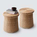 Minimalist Handcrafted Vintage Rattan Side Table - image 6
