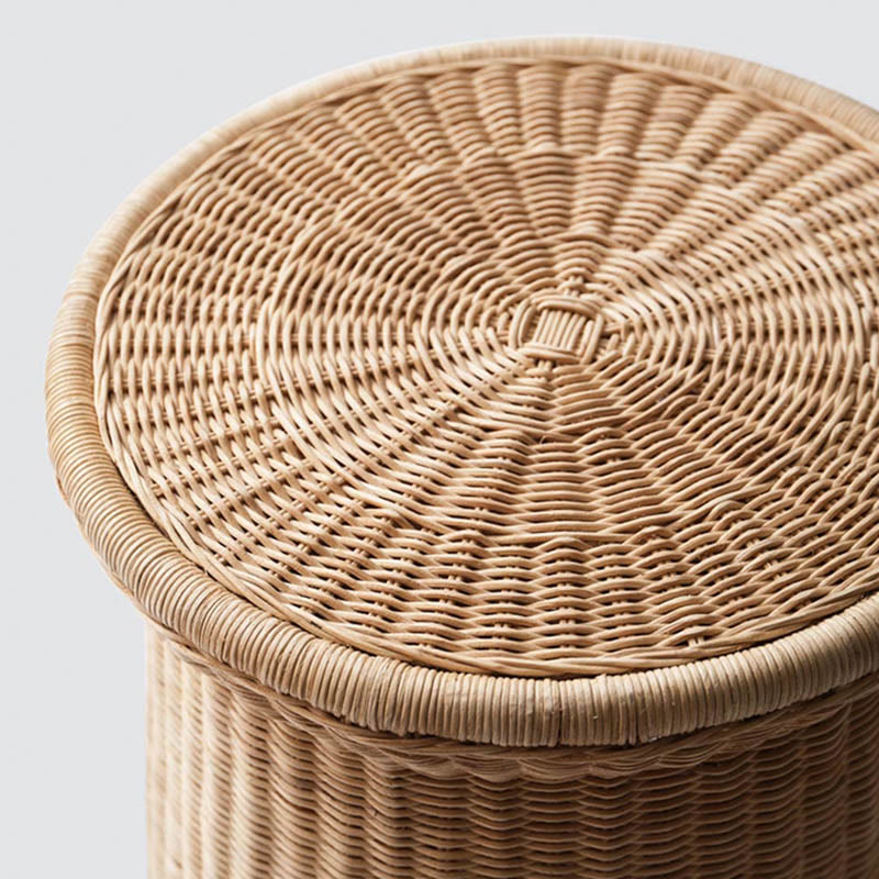 Minimalist Handcrafted Vintage Rattan Side Table - image 7