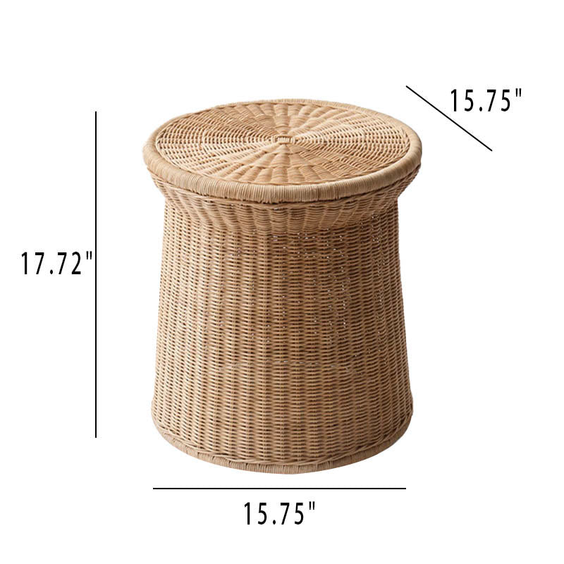 Minimalist Handcrafted Vintage Rattan Side Table