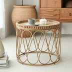 Rattan Modern Natural Wood Color Round Side Table - Natural Wood - image 0
