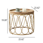 Rattan Modern Natural Wood Color Round Side Table - image 8