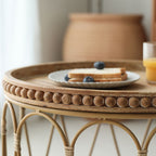 Rattan Modern Natural Wood Color Round Side Table - image 4