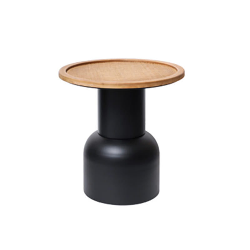 Solid Wood Round Tabletop Black Side Table - image 1