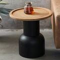 Solid Wood Round Tabletop Black Side Table - Black - image 0
