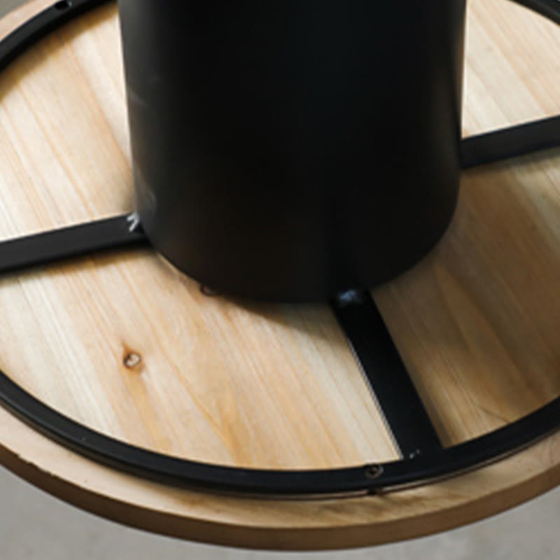 Solid Wood Round Tabletop Black Coffee Table