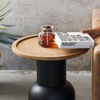 Solid Wood Round Tabletop Black Side Table - image 2
