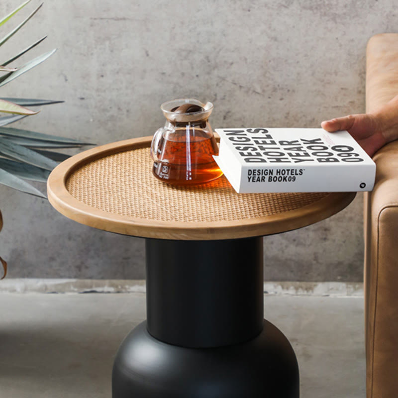 Solid Wood Round Tabletop Black Side Table - image 2