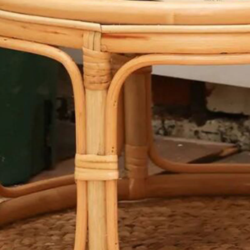 Rattan Bamboo Round Natural Wood Color Coffee Table