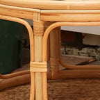 Rattan Bamboo Round Natural Wood Color Side Table - image 5