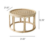 Rattan Bamboo Round Natural Wood Color Side Table - image 8