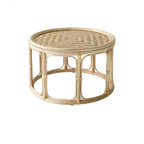 Rattan Bamboo Round Natural Wood Color Side Table - image 1