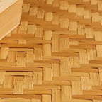 Rattan Bamboo Round Natural Wood Color Side Table - image 7
