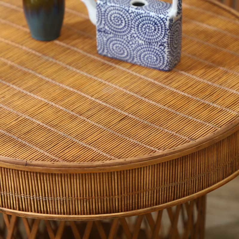 Bamboo And Rattan Woven Round Side Table - image 4
