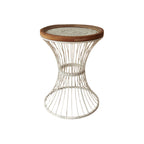 Wrought Iron Solid Wood Carved Round Side Table - image 1
