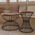 Wrought Iron Solid Wood Carved Round Side Table - image 6