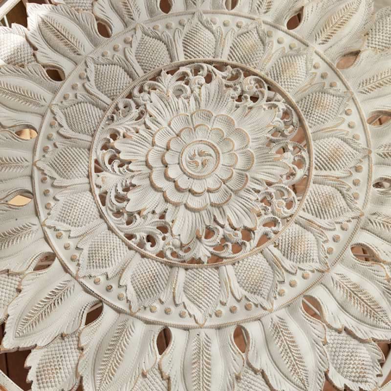 Wrought Iron Solid Wood Carved Round Side Table - image 7