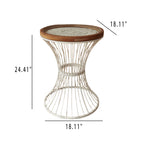 Wrought Iron Solid Wood Carved Round Side Table - image 9