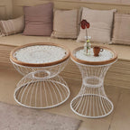 Wrought Iron Solid Wood Carved Round Side Table - image 4