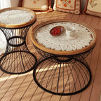 Glass Tabletop Solid Wood Carved Side Table - image 5